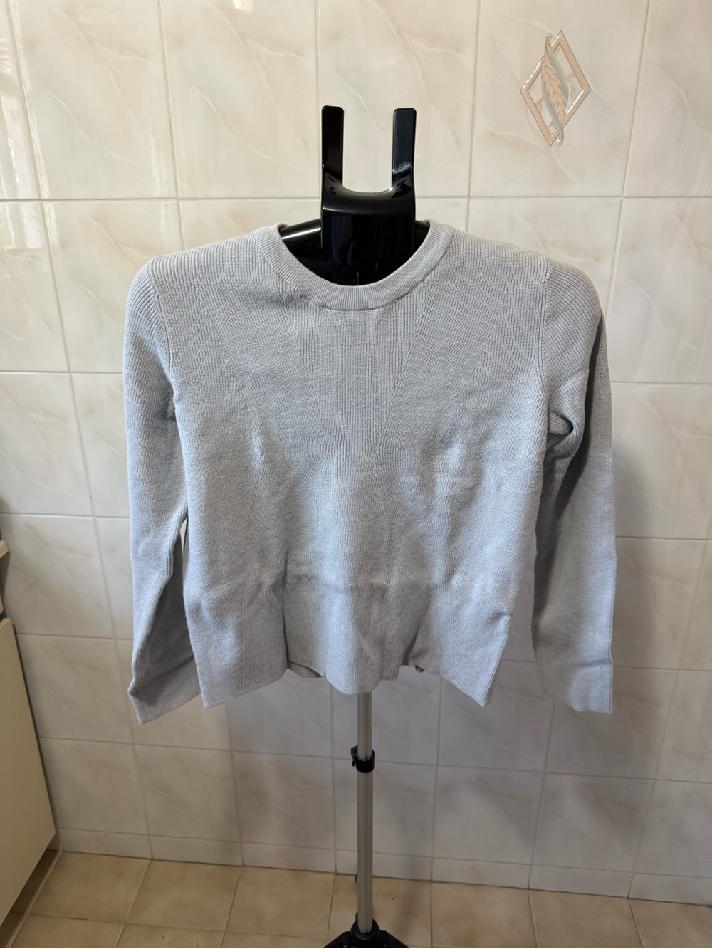 Dress Blank Light Gray/Blue Ribbed Knit Sweater